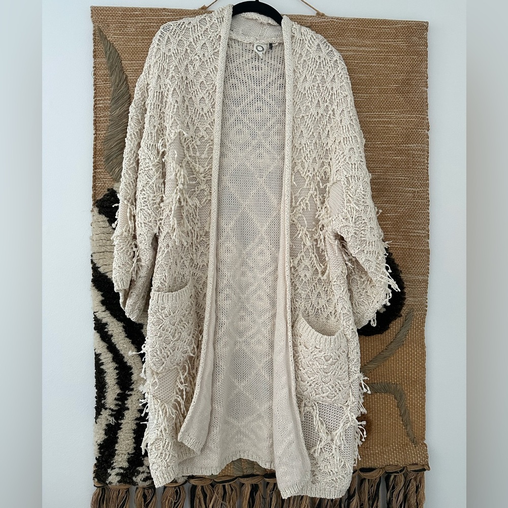 Anthropologie Fringe Tassel Cardigan Sweater Duster